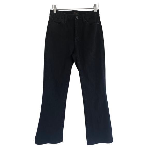 Quince Stretch High Rise Kick Flare Jeans Cropped Black Size 26 Organic Cotton - Picture 3 of 11